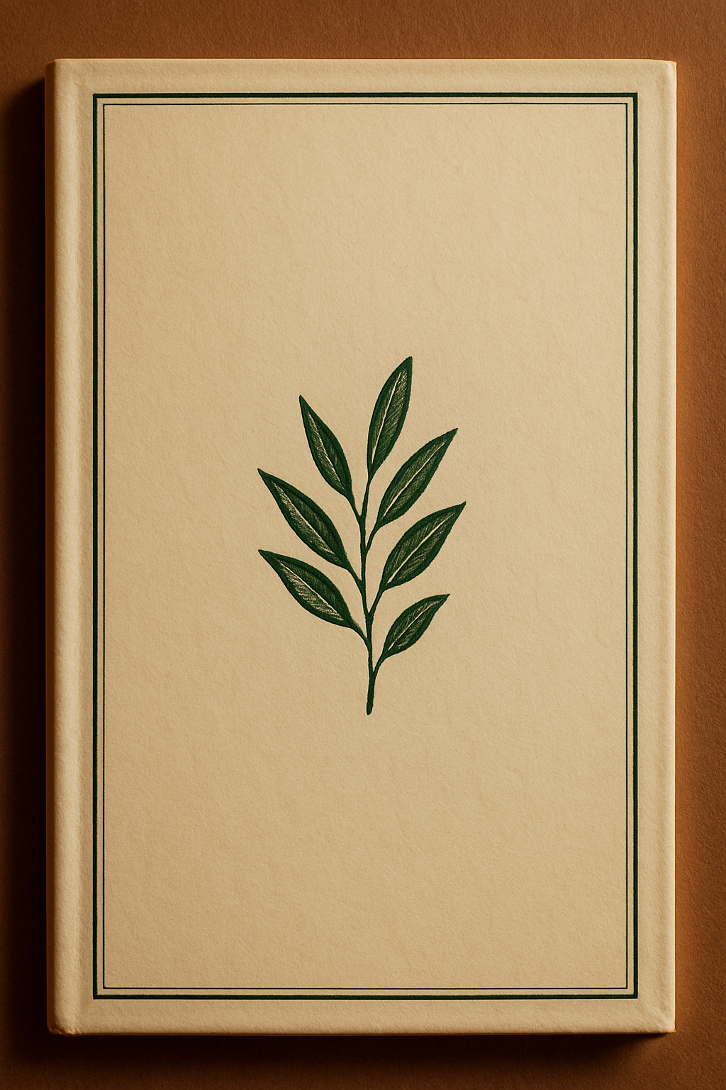 Capa conceitual em marfim com motivo botânico verde